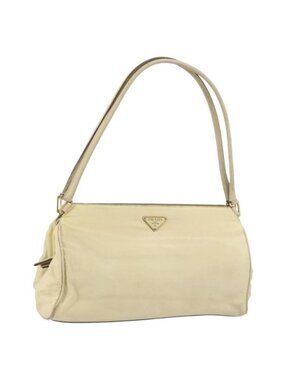 Authentic PRADA Shoulder Bag Nylon Beige Gold